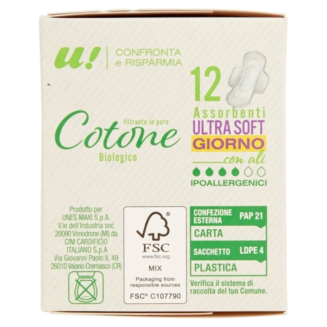 ASSORBENTI ULTRA SOFT GIORNO in Cotone Biologico U! Confronta e Risparmia